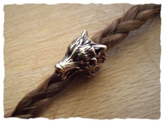 Haarperle "Wolf" aus Bronze