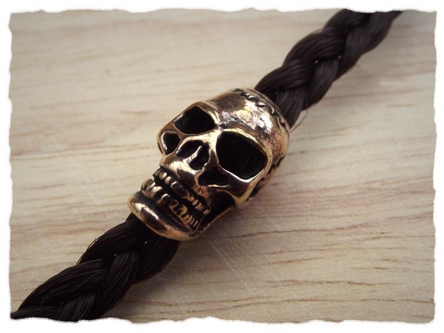 NKlaus Bartperle Totenkopf Bronze - 18,5 Mm Haarschmuck Mit Geschwärztem Motiv