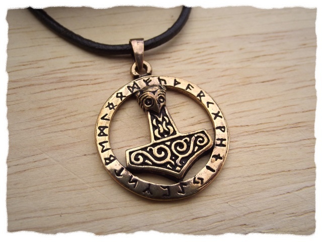 Auroris Thorshammer Amulett - Mittelalterlich Aus Zamak-Guss - 4x3 Cm - Mit 5mm Loch