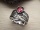 Edelstahlring Lebensbaum mit rotem Stein