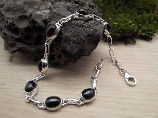 Schmales Silberarmband mit Sterndiopsid Black Star