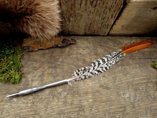 Schreibfeder Lady Amherst mit Zinngriff