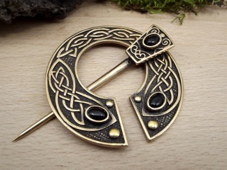 Bronzefibel keltisch mit schwarzem Onyx