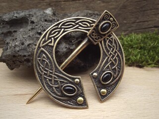 Bronzefibel keltisch mit schwarzem Onyx