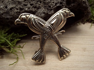 Bronze Brosche Raben