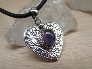 Silberanhänger Herz mit Amethyst