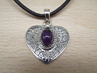 Silberanhänger Herz mit Amethyst