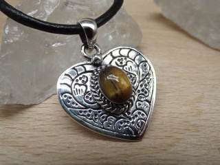 Silberanhänger Herz mit Tigerauge