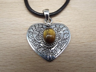 Silberanhänger Herz mit Tigerauge