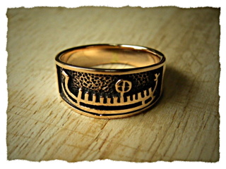 Ring "Wikingerschiff" aus Bronze 74